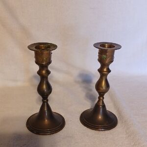 Elegant Brass Candlestick Holders Set Of 2